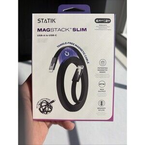 Statik Magstack Slim Magnetic Cable USB-A To USB-C, 6.6 Ft | 2m, Brand New